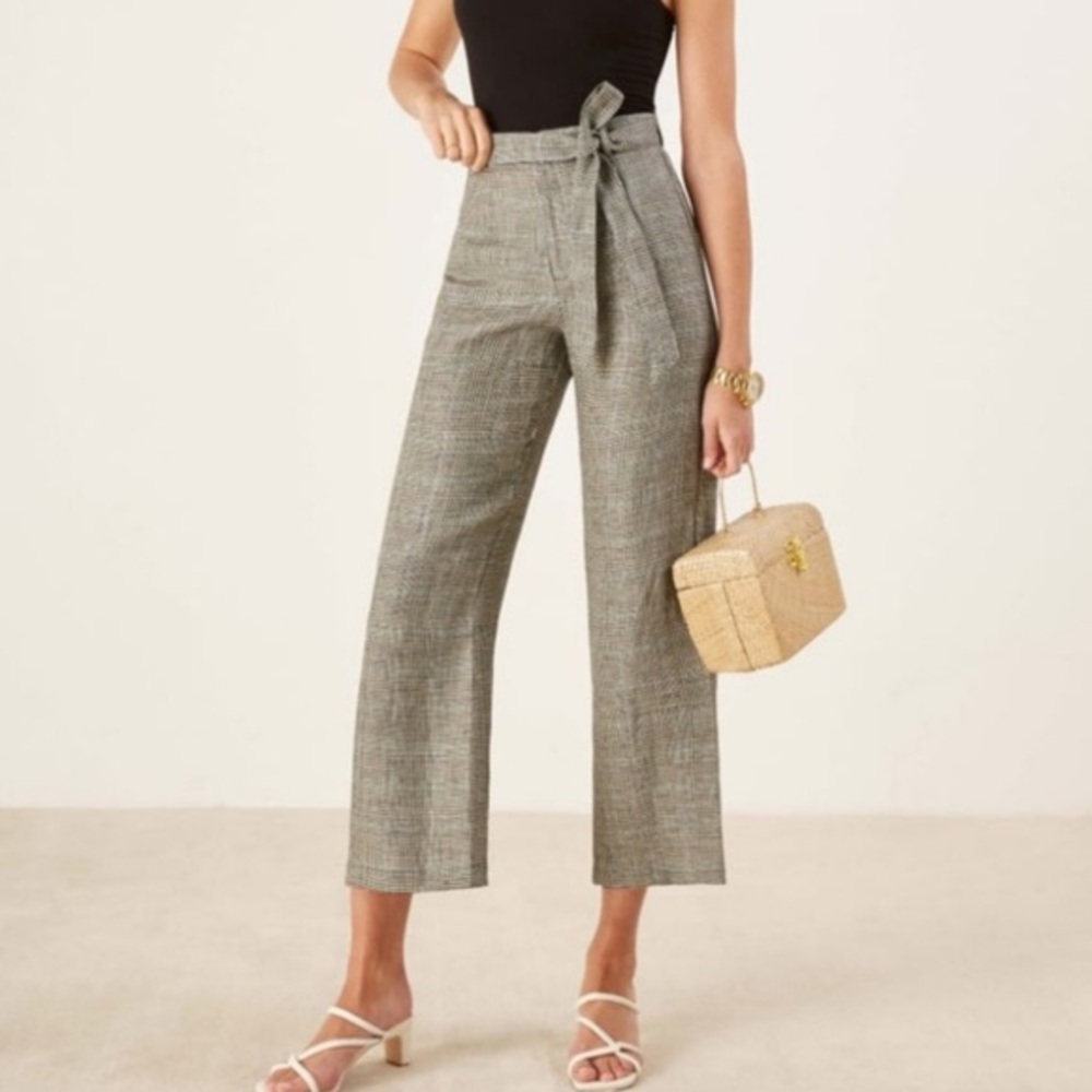 Reformation Houndstooth Plaid Saylor Pants